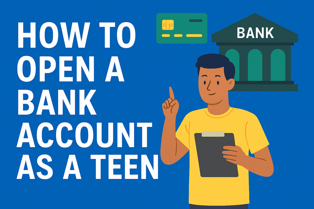 vector illustration how to open a bank account as a teen